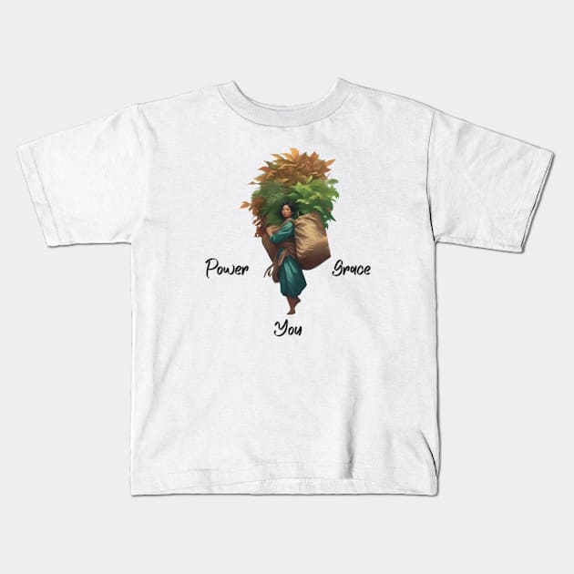 Power, Grace, You. World Women's Day Kids T-Shirt by fazomal